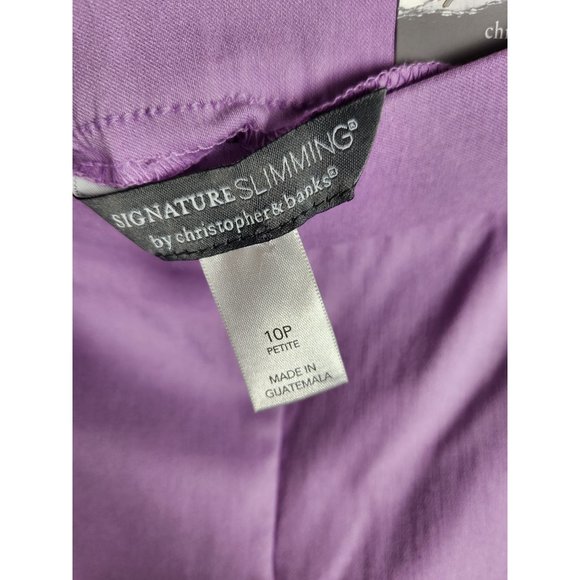 Signature Slimming by Christopher & Banks Sz. 10P Purple Modern Fit Capri NWT - Picture 2 of 6
